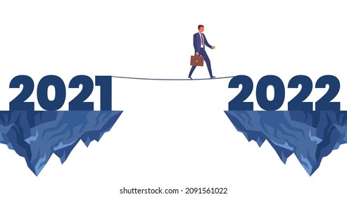 A man jump between 2021 and 2022 years. Vector illustration design.
