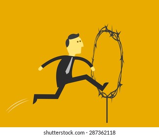Man jump cross a barb
