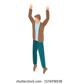 Man jump happy icon. Isometric of man jump happy vector icon for web design isolated on white background