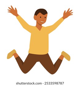 A man jump with happy mood. flat character design illustration.