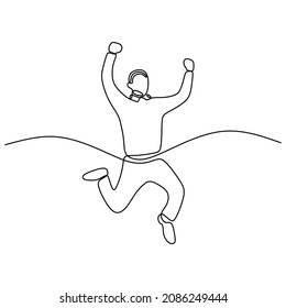 man jump happy oneline continuous single line art