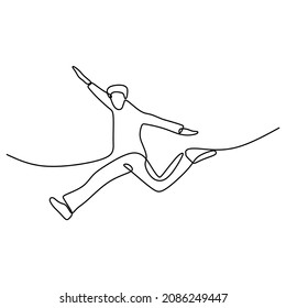 man jump happy oneline continuous single line art