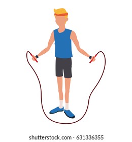 man with jump rope fitness sport training