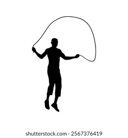 Man jump rope silhouette vector illustration design on white background.