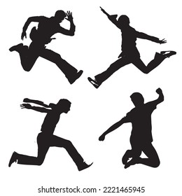 man jump silhouette set vector design
