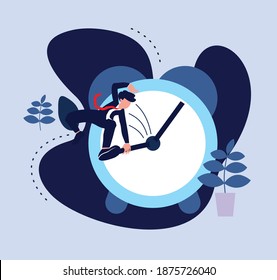 man jumping clockwork. business concept
