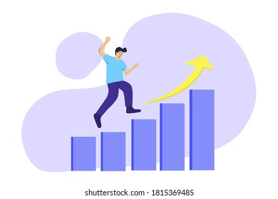 Man jumping  with concept growth up vector.