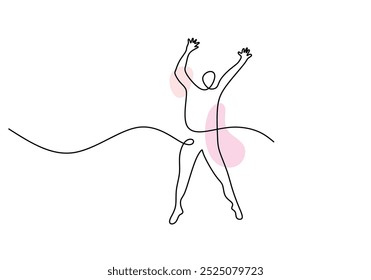 Man jumping continuous one line drawing. people energy concept. Vector illustration minimalist background.