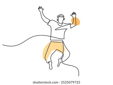 Man jumping continuous one line drawing. people energy concept. Vector illustration minimalist background.