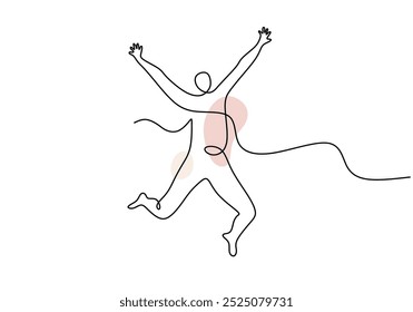 Man jumping continuous one line drawing. people energy concept. Vector illustration minimalist background.