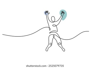 Man jumping continuous one line drawing. people energy concept. Vector illustration minimalist background.