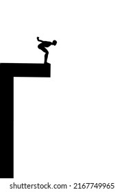 Man jumping from diving board into the water vector illustration.