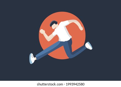 A man jumping doing adventures activities illustration 