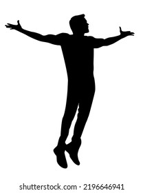 man jumping- flying silhouette isolated on white background. achieve the dream concept. eps10. 