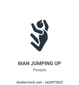 Man jumping up glyph icon vector on white background. Flat vector man jumping up icon symbol sign from modern people collection for mobile concept and web apps design.