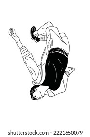 man jumping from a height hand drawn art illustration