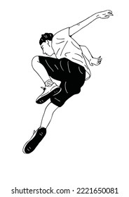 man jumping from a height hand drawn art illustration