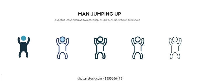 man jumping up icon in different style vector illustration. two colored and black man jumping up vector icons designed in filled, outline, line and stroke style can be used for web, mobile, ui