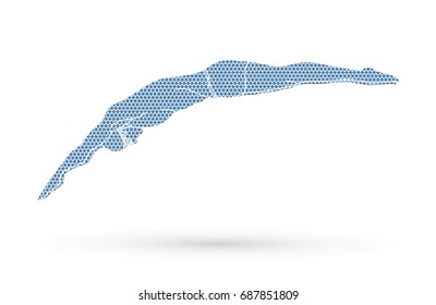 Man jumping into swimming pool designed using geometric pattern graphic vector