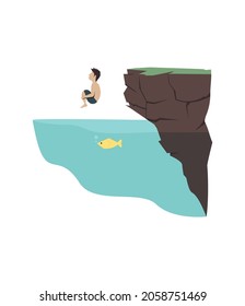 man jumping into the water