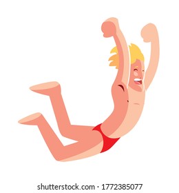 man jumping into the water vector illustration desing