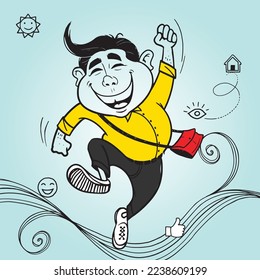 Man Jumping with joy Concept Illustration