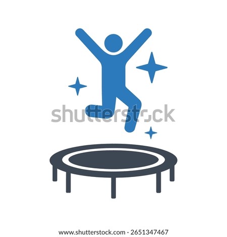 Man jumping joyfully on a trampoline icon