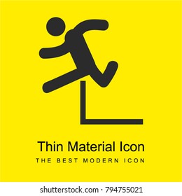 Man jumping an obstacle bright yellow material minimal icon or logo design
