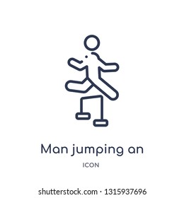 man jumping an obstacle icon from sports outline collection. Thin line man jumping an obstacle icon isolated on white background.