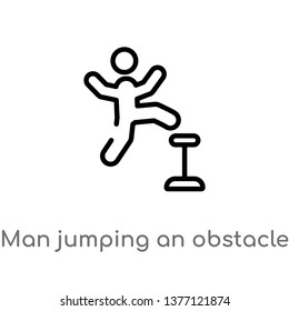 man jumping an obstacle vector line icon. Simple element illustration. man jumping an obstacle outline icon from sports concept. Can be used for web and mobile