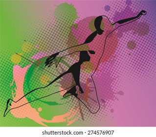 Man Jumping On Abstract splash Background