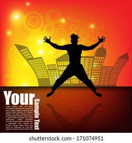 Man Jumping On City Background