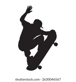 Man jumping on a ride skateboard vector art illustration