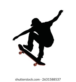 Man jumping on a ride skateboard vector art illustration
