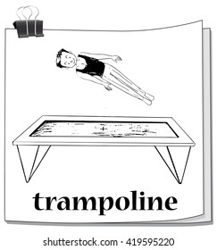 Man jumping on trampoline illustration