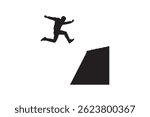 Man Jumping Over Cliff Silhouette - Person Jumping Over Gap Silhouette