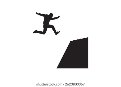 Man Jumping Over Cliff Silhouette - Person Jumping Over Gap Silhouette