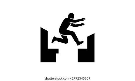 A man jumping over a gap icon