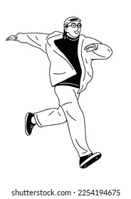 man jumping over hand drawn art illustration people lifestyle