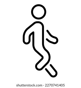 Man jumping over line icon. Rules of the road, one-way traffic, pedestrian crossing, danger on the road. Safety security. Vector line icon on white background