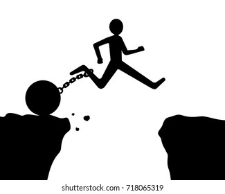 man jumping over obstacle with chain and iron ball