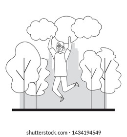 Man jumping in the park design