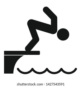 Man jumping in pool icon. Simple illustration of man jumping in pool vector icon for web design isolated on white background