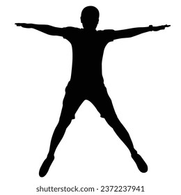 Man jumping with pose flat silhouette design. achieve the dream concept. eps10.