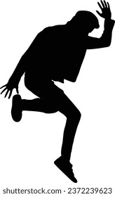 man jumping with pose flat style silhouette design. vector-eps10.