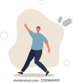 man jumping. Positive emotions.flat vector illustration