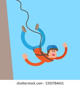 Man jumping with a rope. Vector illustration.