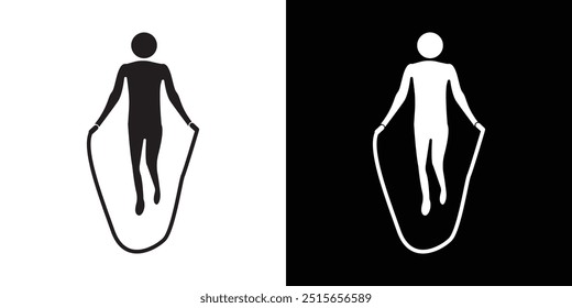 Man jumping with skipping rope icon Thin line flat illustration