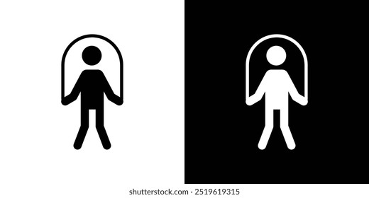 Man jumping with skipping rope icon linear logo isolated