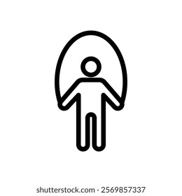 Man jumping with skipping rope icon Black and white outline vector